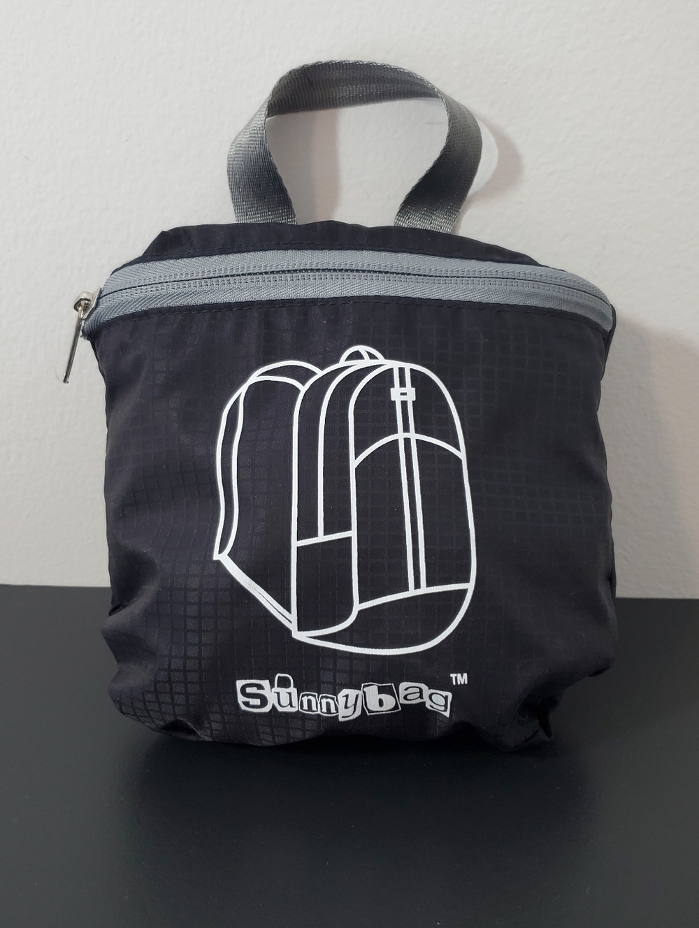 Sunnybag Packable Travel Backpack -  Lightweight Black & Gray Day Pack